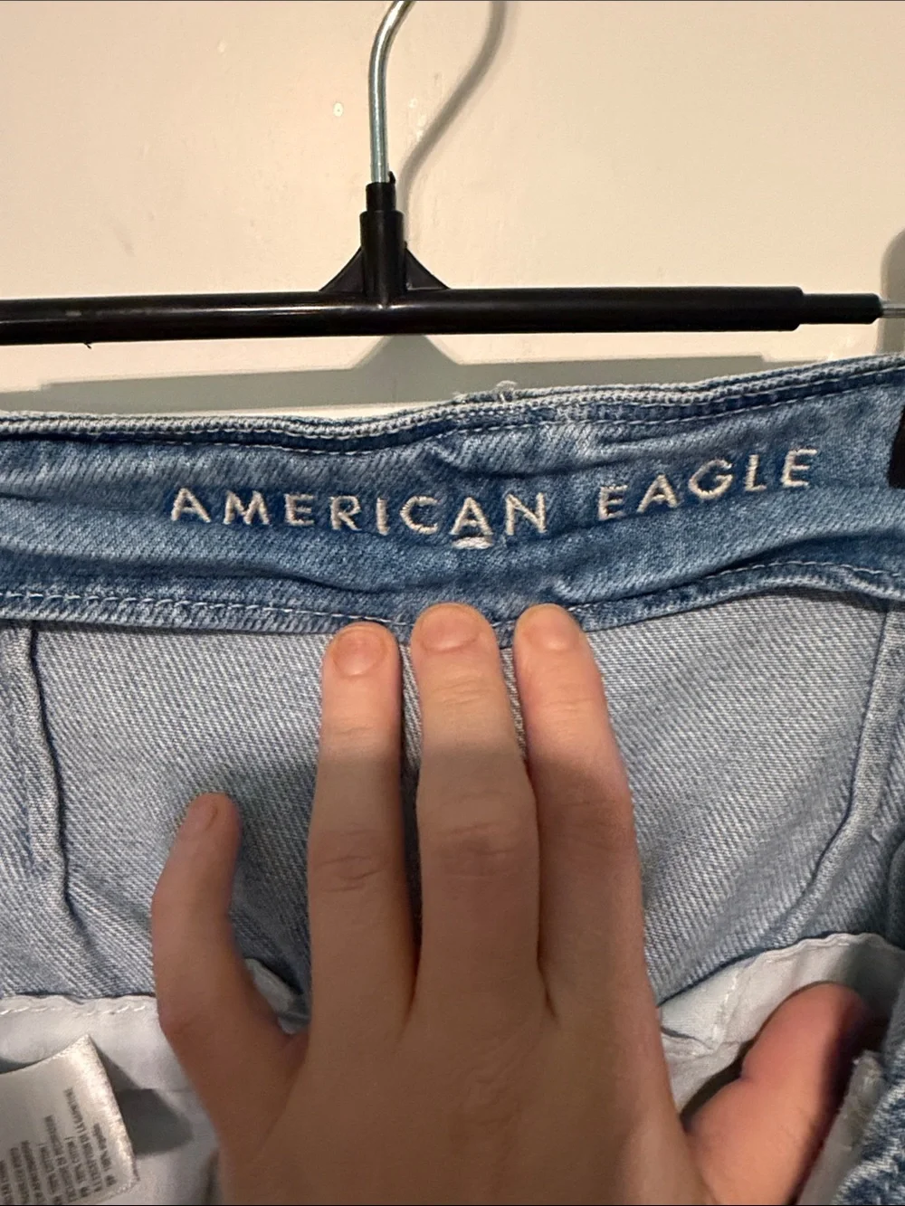 American Eagle Mom Short High-Waist Light Blue Denim Button-Front Women's Shorts